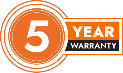 Graphic showing 5 year warranty
