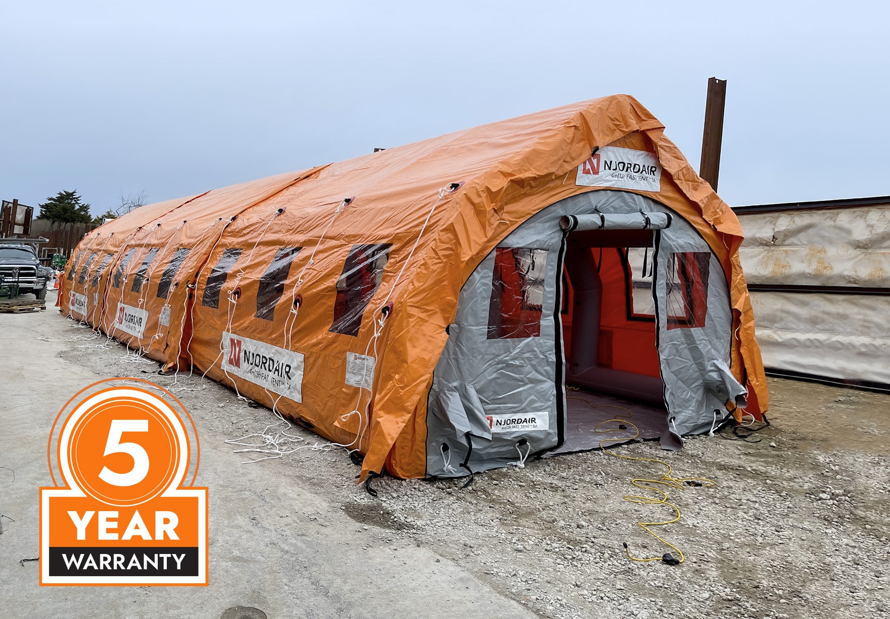 Exterior of sealed air work tent