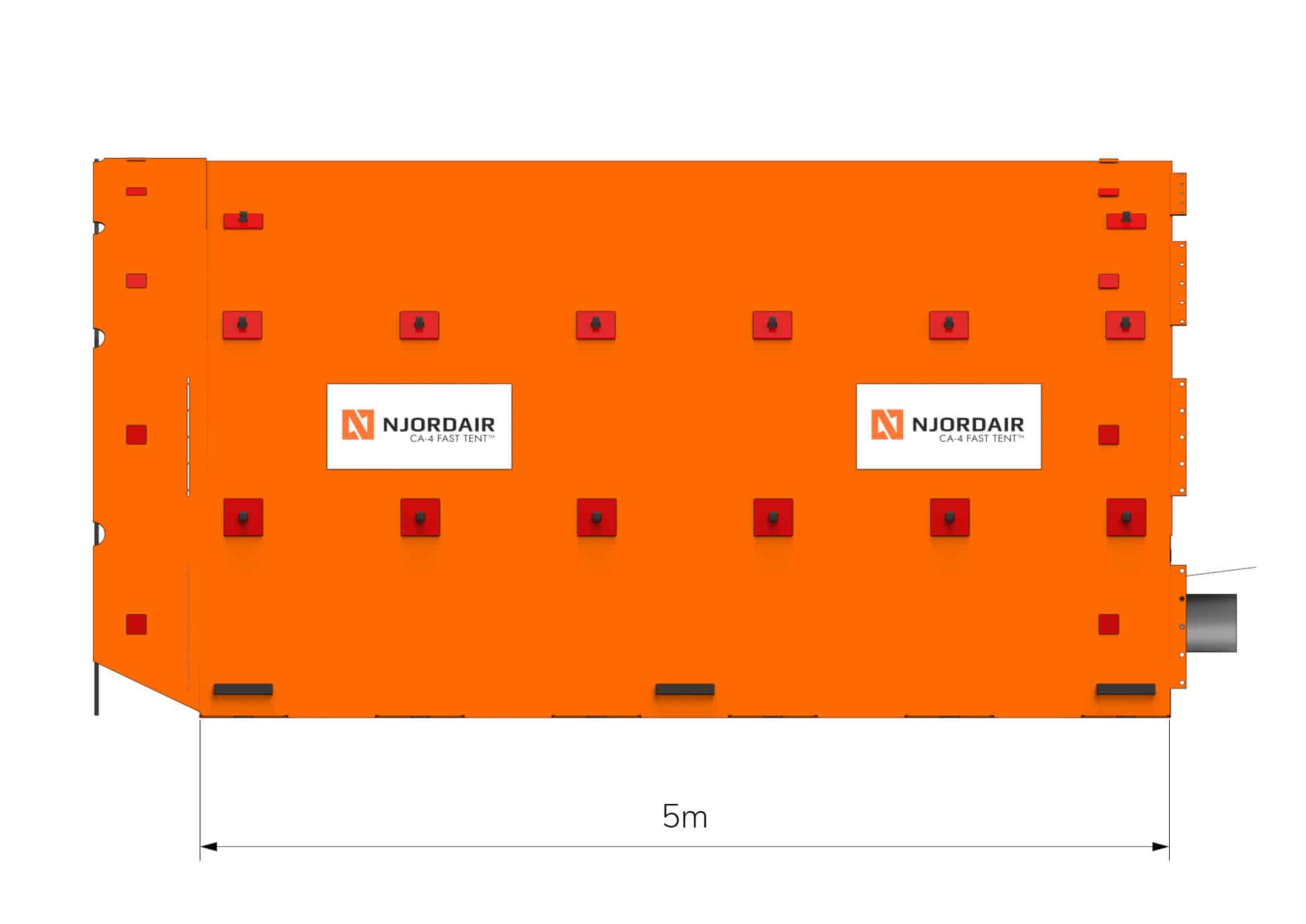 Side view of CA-4 Fast Tent showing dimensions in metres