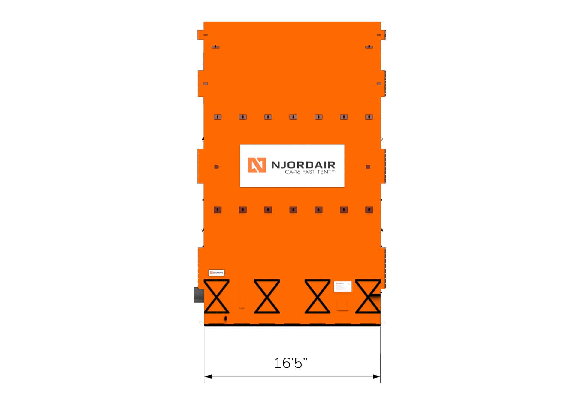 Side view of CA-16 Fast Tent with dimensions in feet