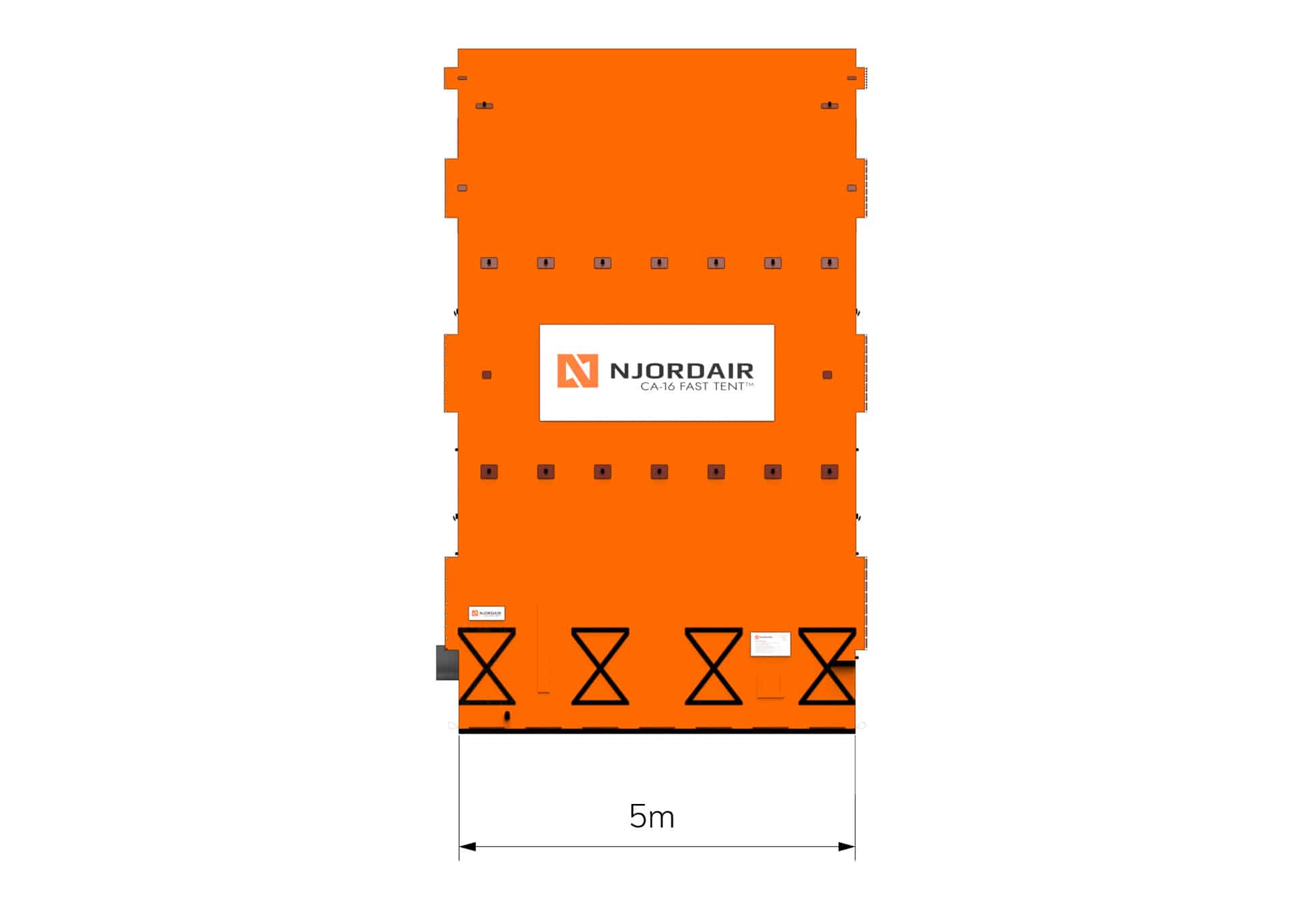 Side view of CA-16 Fast Tent with dimensions in metres